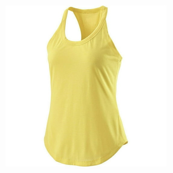 WTXUE Tank Tops Sleeveless, Scoop Neck Racerback Women Casaul Sport Solid Yoga Shirts Tie Workout Racerback Tank Tops Solid | Activewear for Women Yellow L