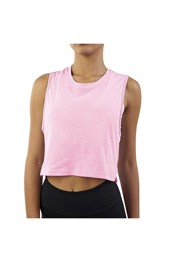 Tank Tops Sleeveless, Scoop Neck Racerback Women Racerback Top Athletic Yoga Crop Solid Tank Workout Shirt Blouse Solid | Casual for Women Pink L