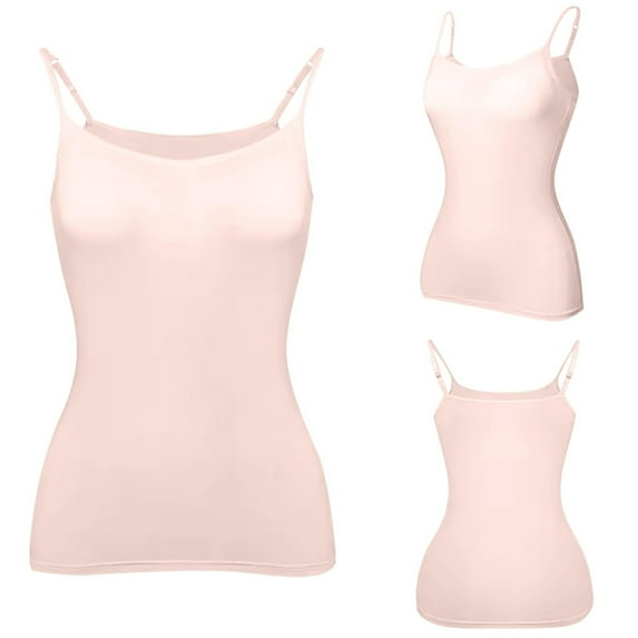 WTXUE Tank Tops Sleeveless, Scoop Neck Spaghetti Straps Women's Summer 2024 Tank Top Yoga Gym Camisole Underwear with Ch Solid | Casual for Women'S Plus Beige 4XL