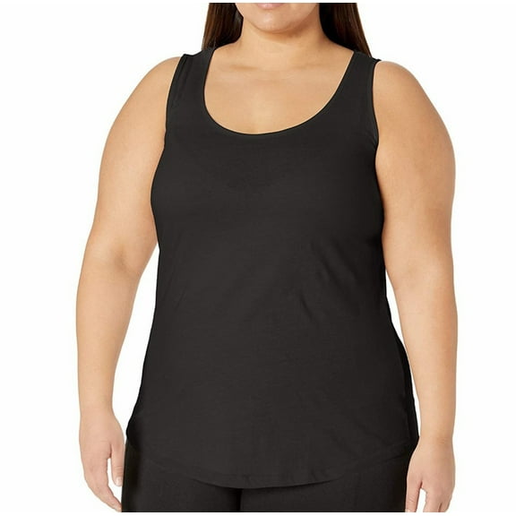WTXUE Tank Tops Sleeveless, Scoop Neck Women's Plus Size Shirttail Tank Solid Top for Women Summer Wear Solid | Casual for Women's Plus Black XXL