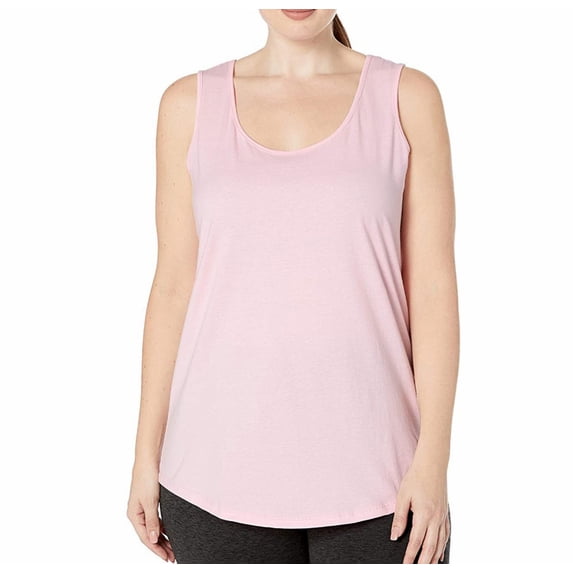 WTXUE Tank Tops Sleeveless, Scoop Neck Women's Plus Size Shirttail Tank Solid Top for Women Summer Wear Solid | Casual for Women's Plus Pink 4XL