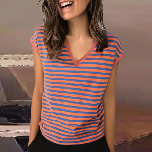 WTXUE Tank Tops Womens Tank Tops Loose Fit Women'S Loose Fit V Neck Sleeveless T Shirt Breathable Casual Summer Top V Neck Tank Tops for Women Sleeveless Tank Tops Striped Tank Top Women Red 3Xl