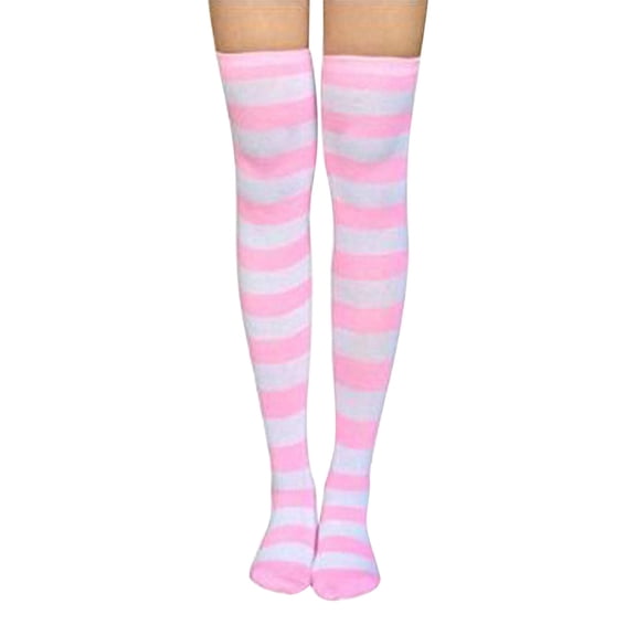 WTXUE Thigh High Socks, Socks for Women, Women Knee High Socks Striped Women's Long Socks Harajuku for Girls Plus Size Stockings, Warm Socks, Pink