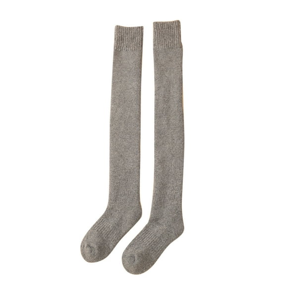 WTXUE Thigh High Stockings, Warm Socks, Women Knit Thigh High Socks Over The Knee High Leg Warmers Winter Long Boot Stockings, Grey