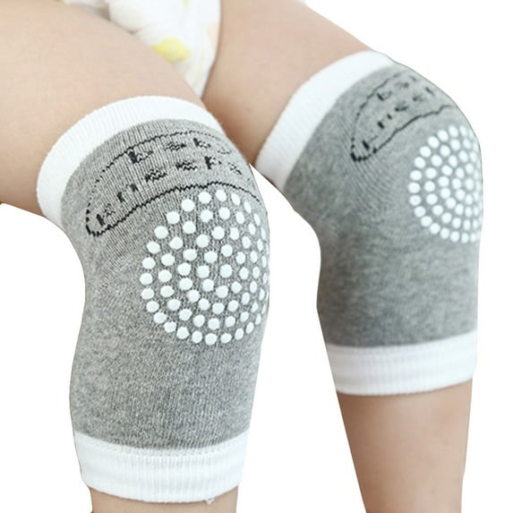 WTXUE Toddler Socks, Baby Crawling Anti-Slip Knee Compression Sleeve Unisex Kneecap Coverage, Grey
