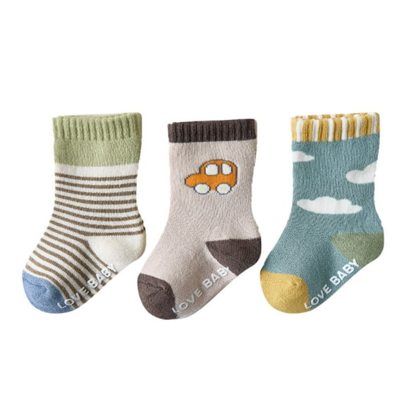 WTXUE Toddler Socks, Warm Socks, Baby Kids Cotton Hiking Socks for Toddlers Boys Girls Winter Thick Warm Heavy Thermal Cozy Crew Boot Socks 3 Pairs, Size M
