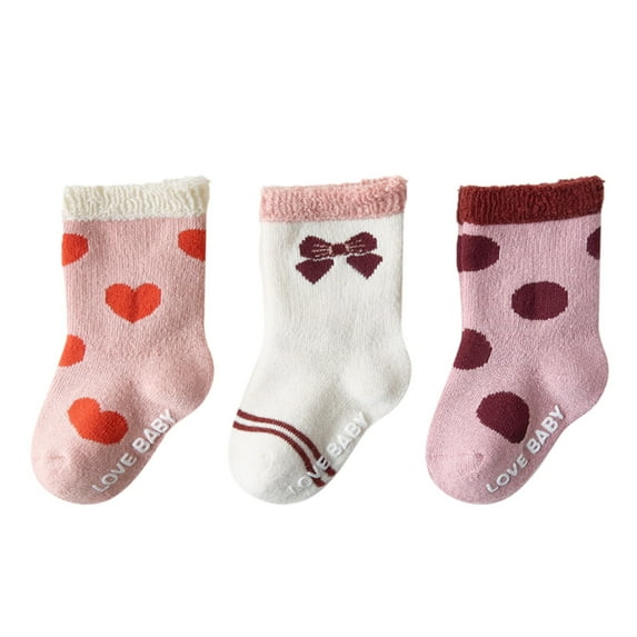 WTXUE Toddler Socks, Warm Socks, Toddlers Boys Girls Winter Thick Warm Heavy Thermal Cozy Crew Warm Boot Socks 3 Pairs, Size S