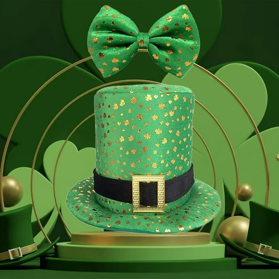 WTXUE Top Hat Work Hat St. Green Velvet Top Hat with And Tree Topper Accessory Boonie Hats for Men Bowler Hats for Men Funny Hats Army Green One Size