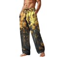 thumbnail image 1 of WTXUE Trousers Summer Pants Beach Pants Drawstring Elastic Waist Stripe Graphic Prints Geometry Comfort Streetwear Yellow Blue Loose Pants for Men M, 1 of 4