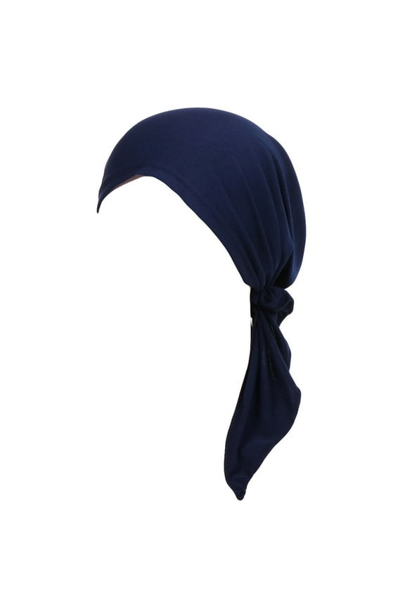 Turban, Turban Cap Wrap Hat Muslim Cap Hair Women Scarf Loss Stretch Head Baseball Caps, headwraps for women, Hijab, Navy