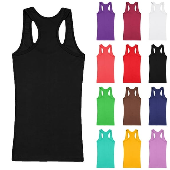 WTXUE Undershirts Camisole Tops For Women 12 Piece Pack Women's Ribbed Cotton Tank Tops Assorted Color (Muscle Tank Top Large), 12PCS_Multi-color One Size