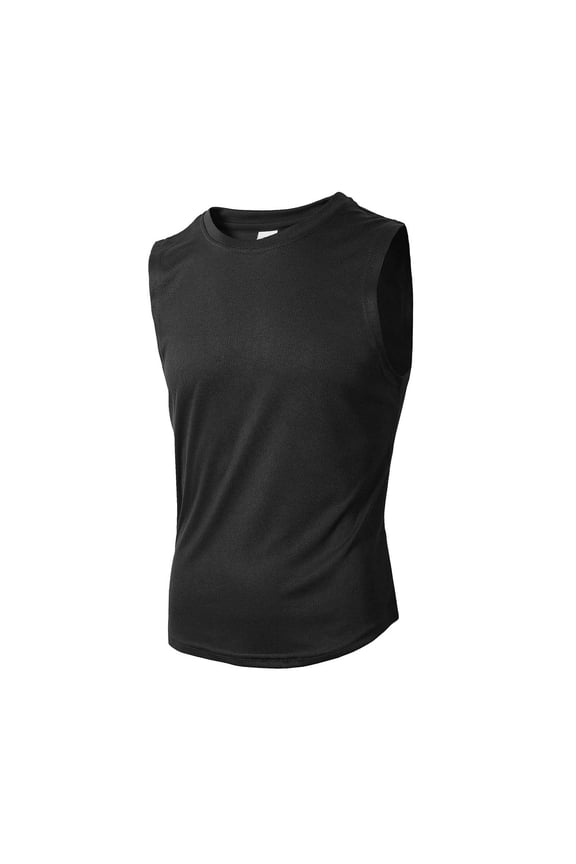 Undershirts Sleeveless, Crew Neck Shirts for Men Spring Summer Pullover Undershirt Mesh Breathable Undershirt Solid | Athleisure for Men Black M