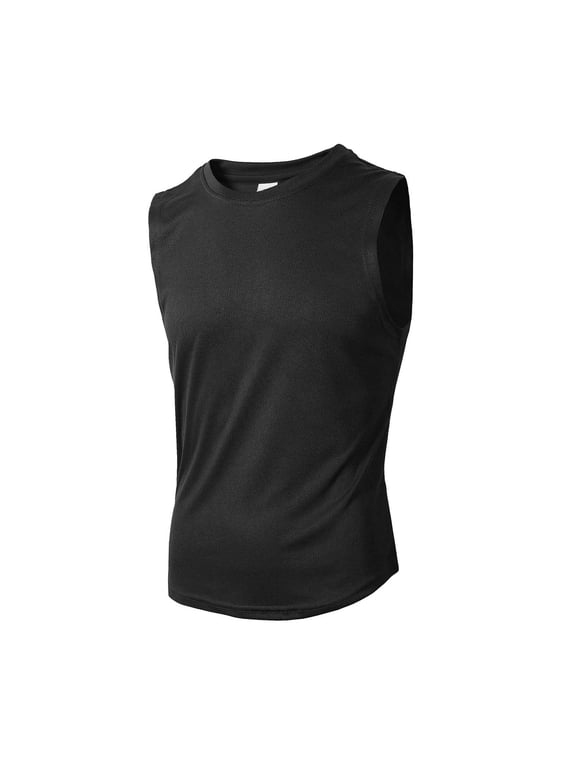 Undershirts Sleeveless, Crew Neck Shirts for Men Spring Summer Pullover Undershirt Mesh Breathable Undershirt Solid | Athleisure for Men Black XL