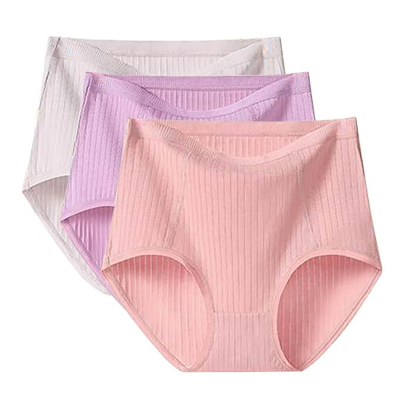 WTXUE Underwear Women Pack, 3PC Women's Plus Size Briefs XL 6XL High Waisted Briefs Ladies Underwear Full Coverage Underwear Cotton Panties for Women (Beige, XXL)