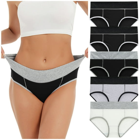 WTXUE Underwear Women Pack | Bikini Patchwork Solid Underwear Color Underpants Women Briefs | Ladies Panties 5-Pack 4XL