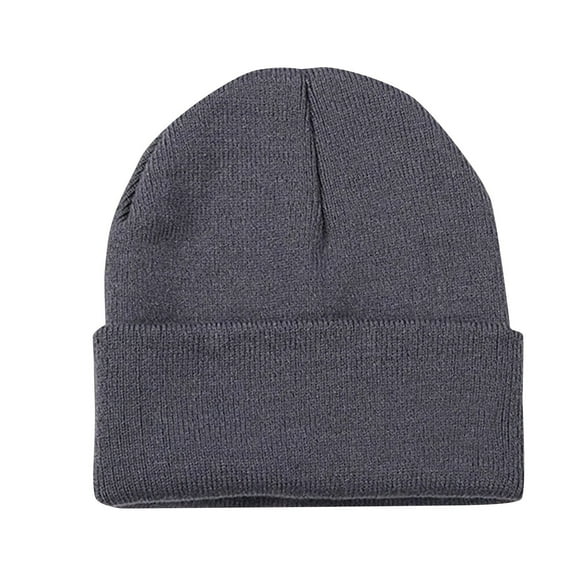 WTXUE Unisex Knit Beanie Hat for Men and Women Skull Cap Warm Beanie Hat Skull Cap for Cold Weather Soft Stretchy Cold Weather Cap for Outdoor Running Hiking Classic Cuffed Knit Hat Dark Gray L