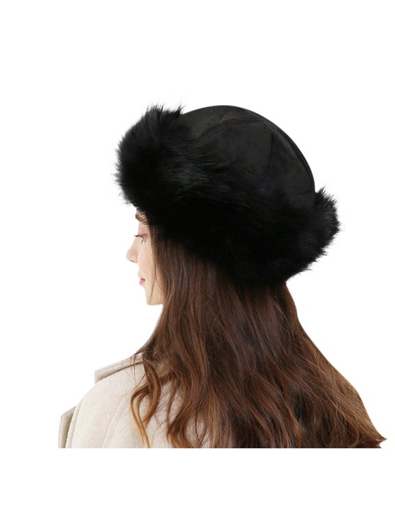 Ushanka Hat, Women Warm Mongolian Hat Earmuffs Solid Winter Fashion Hat Solid Thick Woollen Baseball Caps, Black