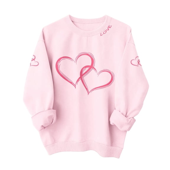 WTXUE Valentine Sweatshirt for Women Love Heart Graphic Sweatshirts Oversized Trendy Crewneck Pullover Comfortable Long Sleeve Shirts Fashion Casual Holiday Tops Grey M