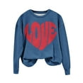 thumbnail image 1 of WTXUE Valentine Sweatshirts Love Heart Graphic Print Crewneck Long Sleeve Pullover Shirts Comfy Tops Oversized Sweatshirt Plus Size Sweatshirts Pullover Tops Comfy Tops Valentines Day Outfit Blue Xl, 1 of 4