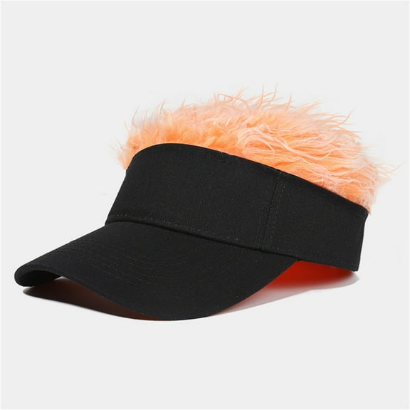 WTXUE Visor Hats for Women Bald Cap Adjustable Visor with Wig Fashionable Men's And Women's Baseball Hat Hair Visor Baseball Cap Wide Brim Hat Sun Hat Orange One Size