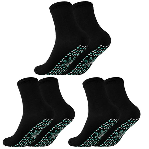 WTXUE Warm Socks, 3-Pack, Heated Socks Tourmaline Self Heating Comfortable Winter Warm Unisex Breathable Warm Cotton Socks for Outdoor Skiing Winter Self Heating Socks, Black