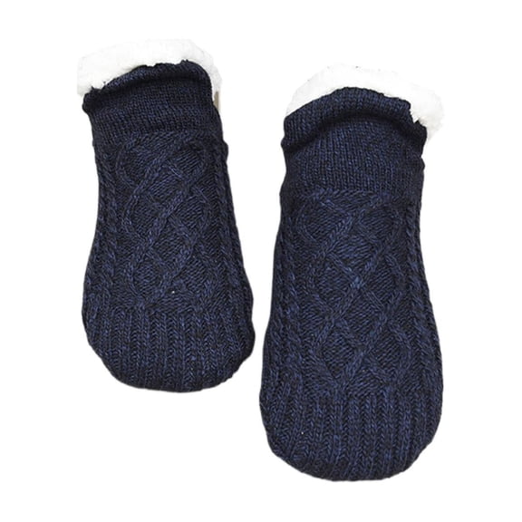 WTXUE Warm Socks, Men's and Women's Grips Grips with Fleece Socks, Black, L
