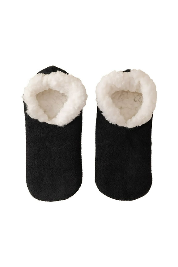 Warm Socks, Slipper Socks, Women's Winter Super Thick Couple's Home Short Shoes and Socks Lamb's Wool Warm Plush Floor Socks, Black