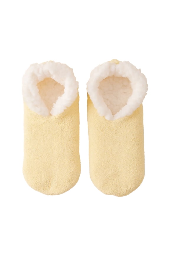 Warm Socks, Slipper Socks, Women's Winter Super Thick Couple's Home Short Shoes and Socks Lamb's Wool Warm Plush Floor Socks, Yellow