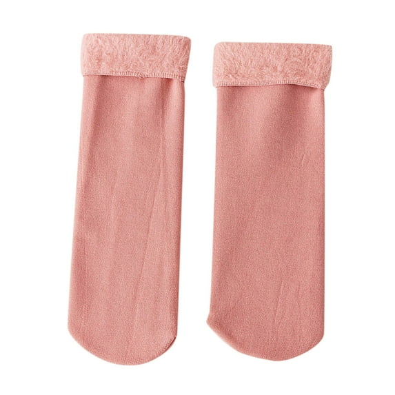 WTXUE Warm Socks, Women Casual Solid Plush Socks Warm Thickened Socks, 2# Pink
