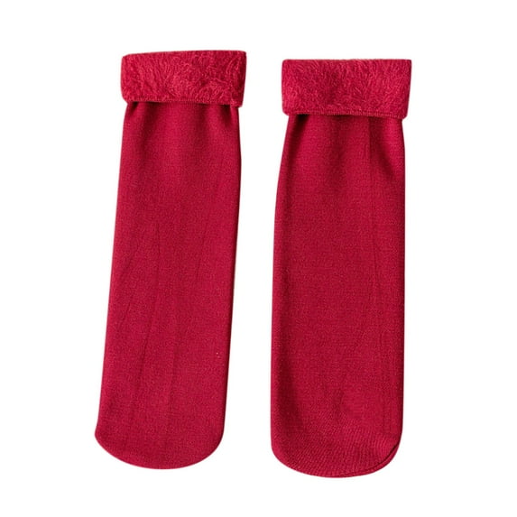 WTXUE Warm Socks, Women Casual Solid Plush Socks Warm Thickened Socks, 2# Red