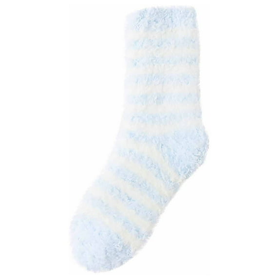 WTXUE Warm Socks, Women's Super Fleece-Lined Soft Tude Floor Winter Fuzzy Middle Socks, Blue