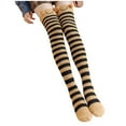 thumbnail image 1 of WTXUE Warm Socks, Womwn Coral Fleece Socks Over The Knee Thicken Warm Sleeping Towel Striped Socks, 3# Brown, 1 of 3
