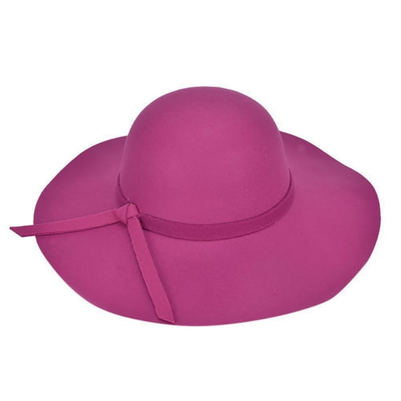 WTXUE Wide Brim Sun Hat Beach Hats for Women Fashion Women Ladies Floppy Wide Bri M Wool Bowler Beach Hat Sun Cap Summer Wide Brim Hat Sun Hats for Women Uv Protection Summer Hats Hot Pink One Size