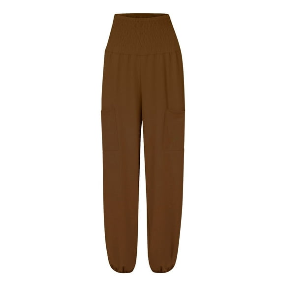 WTXUE Wide Leg Pants, Bell Bottoms Women's Autumn Elastic High Waist Casual Pants, Womens Trousers Slacks, Brown