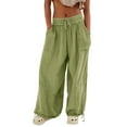 thumbnail image 1 of WTXUE Wide Leg Pants, Bell Bottoms Women's Cargo Pants Baggy Black Loose High Waist Sweatpants Multi Pockets, Womens Trousers Slacks, Khaki, 1 of 8