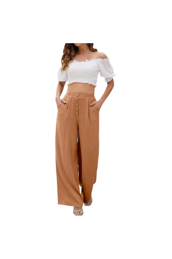 Wide Leg Pants, Bell Bottoms Women's Linen Waisted Buckle Pants Elegant Pockets And Casual Court Pants Stylish Elegant And Comfortable, Palazzo Pants Slacks, Orange