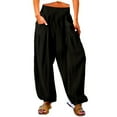 thumbnail image 1 of WTXUE Wide Leg Sweatpants, Wide Leg Pants Womens High Waist Casual Palazzo Pants Loose Baggy Harem Pants with Pockets, Sweatpants Beach Cover Up Pants Bell Bottoms, 2-Black, 1 of 8
