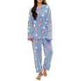 thumbnail image 1 of WTXUE Winter Flannel Pajama Sets for Women Coral Fleece Cute Printed Long Sleeve Nightwear Top and Loose Pants Warm Loungewear Soft Sleepwears Blue Xl, 1 of 4