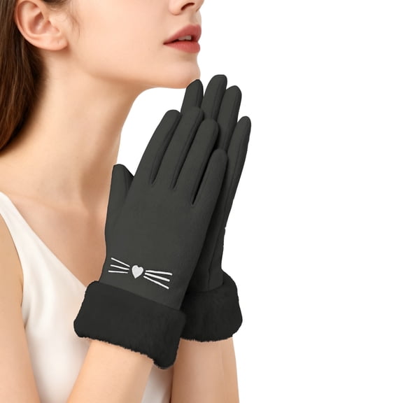 WTXUE Winter Gloves for Women Cold Weather Warm Ladies Ski Snow Gloves Touch Screen Texting Gloves with Fur Cuff Running Cycling Driving Gloves Black One Size