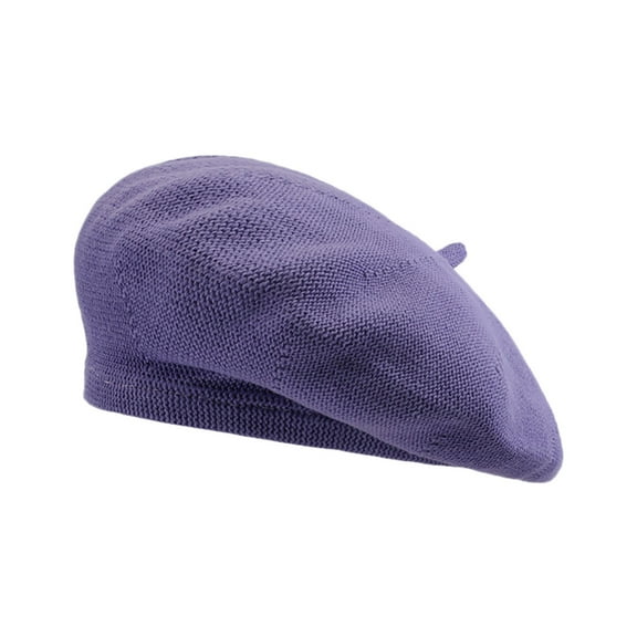 WTXUE Winter Hats for Women, Tam O'shanter Hat Lady Beret Autumn Winter Lightweight Breathable Fashion Solid Color Bonnet, Berets for Women, Purple, M