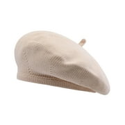 WTXUE Winter Hats for Women, Tam O'Shanter Hat Lady Beret Autumn Winter Lightweight Breathable Fashion Solid Color Bonnet, Berets for Women, Beige, M