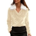 thumbnail image 1 of WTXUE Winter Warm Christmas Sweater Oversized Faux Fur Collar Cowl Neck Pullover Sweaters Plush Hoodless Sweatshirt for Women Long Sleeve Business Casual Blouses Beige Xxl, 1 of 4