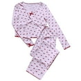 thumbnail image 1 of WTXUE Women's Bow Print Pajama Sets Long Sleeve V-Neck Top with Matching Pants Cute Soft Breathable Loungewear Trendy Sleepwear Fall Home Wear Purple M, 1 of 3