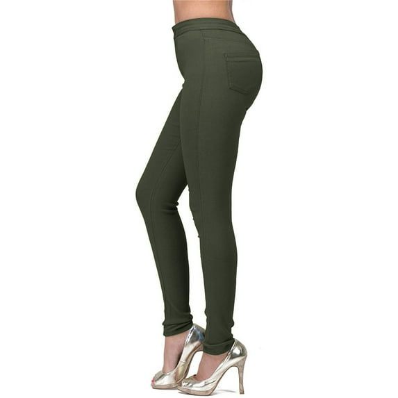 WTXUE Women's Casual Skinny Leggings Stretchy High Waisted Work Pants Green
