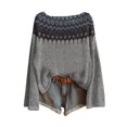 thumbnail image 1 of WTXUE Women's Fair Isle Retro Sweater Art Print Vintage Crewneck Pullover Top Lightweight Boho Tops Tribal Ethnic Graphic Cropped Knit Bohemian Long Sleeve Drop Shoulder Pullover Sweater Grey S, 1 of 3