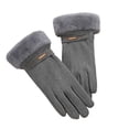 thumbnail image 1 of WTXUE Women's Fleece Lined Touchscreen Gloves Warm Winter Gloves with Buckle Multiple Colors Gloves Mittens for Cold Weather, Daily Windproof Gloves Grey One Size, 1 of 3