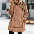 thumbnail image 1 of WTXUE Women's Fuzzy Sherpa Turtleneck Sweatshirt Long Sleeve Tunic Top with Pockets Casual Loose Fit Pullover for Fall & Winter Oversized Sweatshirt Plain Sweatshirt Oversized Sweatshirt Coffee M, 1 of 5