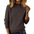 thumbnail image 1 of WTXUE Women's Half Turtleneck Long Sleeved Pullover Sweaters Loose Slimming Brushed Knitted Sweater Casual Trendy Pullover Tops Tunic Pullover Knit Tops Winter Clothes Brown M, 1 of 5