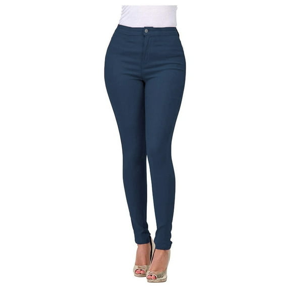 WTXUE Women's Hyper-stretch Mid-Rise Skinny Jeans Blue