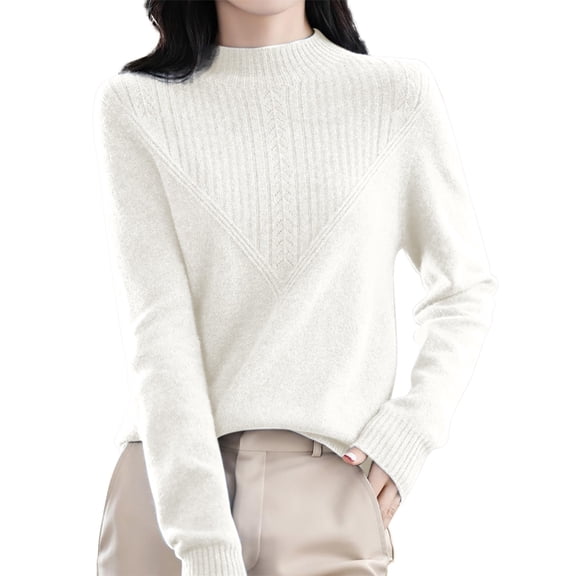 WTXUE Women's Knit Sweater Stretchy Layer Tee Shirts Low Mock Neck Slim Fit Basic Casual Tee Tops Fall Long Sleeve Pullover Base Layer Sweater Bottom Sweater White Xxl